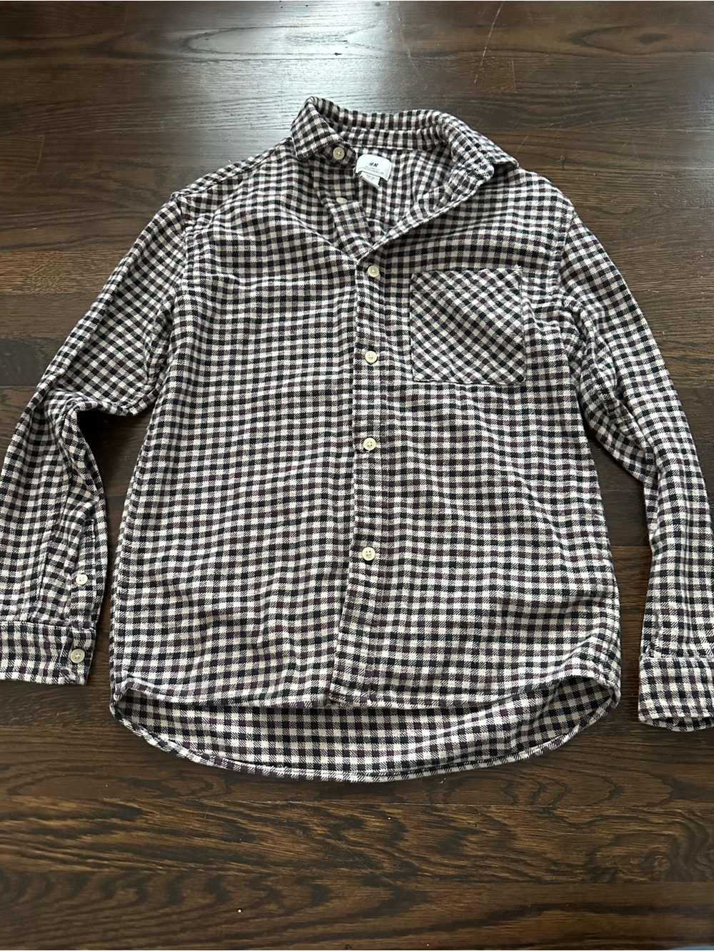 Men's Burgundy, Black, & White Gingham Button-Up Shirt